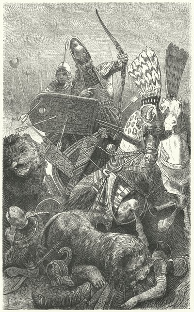 Ramses den store i slaget ved Kadesj, 1274 f.Kr av Hermann Vogel
