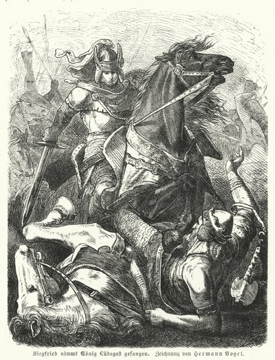 Siegfried tok kong Ludegast til fange av Hermann Vogel