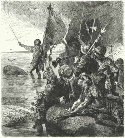 Vasco Nunez de Balboa gjør krav på Stillehavet for Spania, 1513 av Hermann Vogel