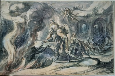 Eurydike i underverdenen (Eurydike i helvete). Maleri av Hermann Weyer (1596-ca 1621). Akvarell og blekk på papir, 20,9 x 32,2 cm av Hermann Weyer