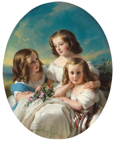 Tre unge jenter fra Chateaubourg-familien, 1850 av Hermann Winterhalter
