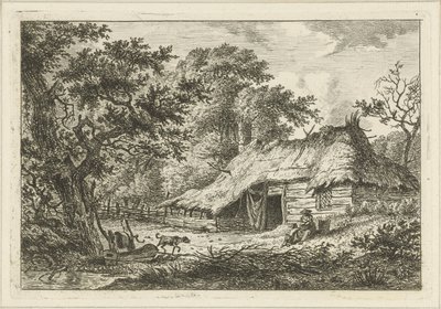 Gård med kone, barn og hund av Hermanus Fock