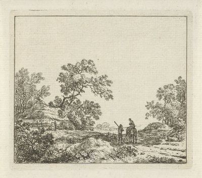 Landskap med mann til fots og kvinne til hest Seks landskap (serietittel) av Hermanus Fock