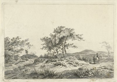Landskap med rytter og fotgjenger av Hermanus Fock
