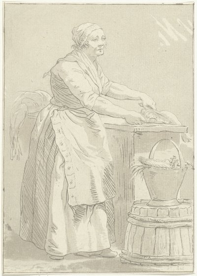 Fish cleaning woman Fish woman av Hermanus Fock