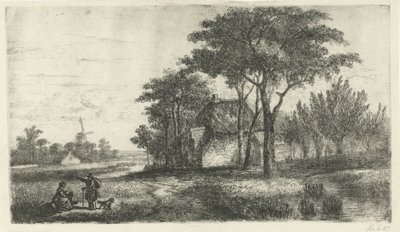 Landskap med en turgåer av Hermanus Jan Hendrik van Rijkelijkhuysen