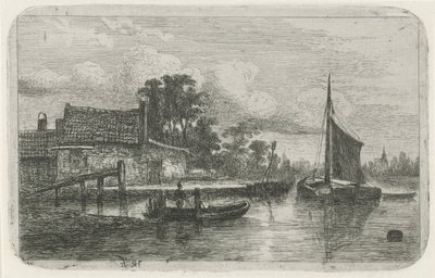 Seilskute ved vannkanten av Hermanus Jan Hendrik van Rijkelijkhuysen