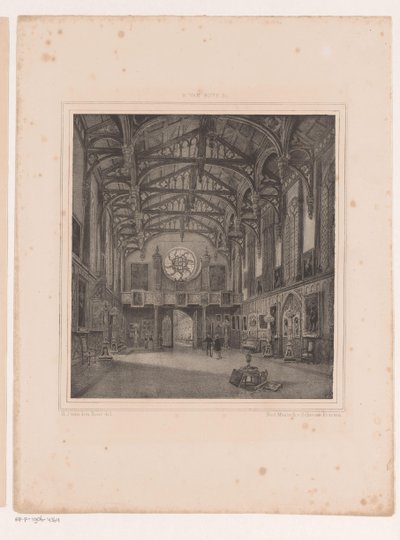 Interiør gotisk hall i Kneuterdijk-palasset av Hermanus Johannes van den Hout