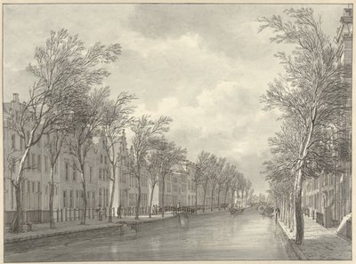 Utsikt over Rapenburg i Leiden fra Groenebrug, 1807 av Hermanus Numan (signed by artist)