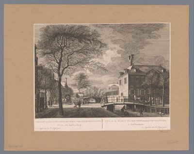 Utsikt over Oudezijds Huiszithuis i Amsterdam Utsikt over Oude-Zyds-Huysziten-Almoesseniershuis, til Amsterdam / Vue de la maison des pauvres, nommée Huyszit, à Amsterdam (tittel på objekt) av Hermanus Petrus Schouten (possibly)