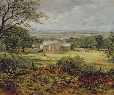 Engelsk landskap med hus, 1800-tallet av Heywood Hardy