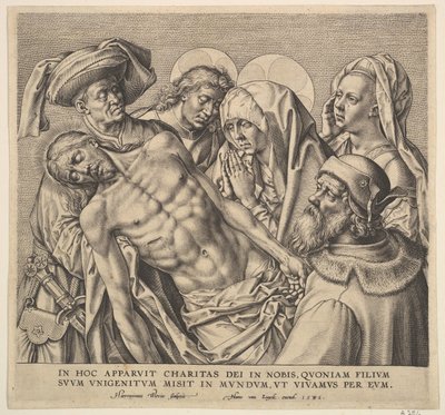 Bærer Kristi legeme, 1586. av Hieronymous Wierix