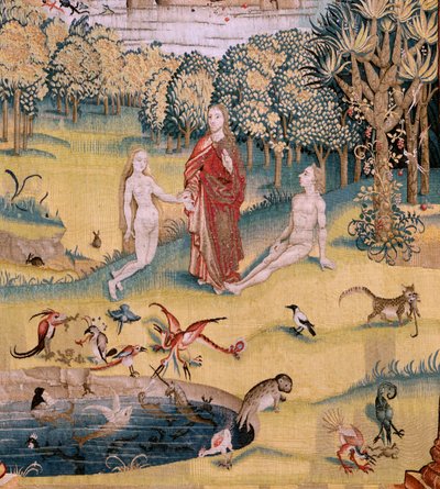 flamsk billedvev. Serie fire billedvev etter Hieronymus Bosch. The Garden of Earthly Delights (Jardín de las Delicias). Fjerde billedvev i serien. Modell Inspirert av arbeidet til Hieronymus Bosch. Produksjon Ukjent verksted, Brussel. Før 1560. Fa av Hieronymus (after) Bosch