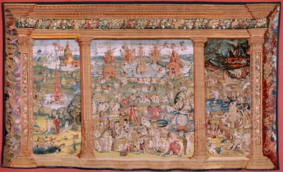 flamsk billedvev. Serie fire billedvev etter Hieronymus Bosch. The Garden of Earthly Delights (Jardín de las Delicias). Fjerde billedvev i serien. Modell Inspirert av arbeidet til Hieronymus Bosch. Produksjon Ukjent verksted, Brussel. Før 1560. Fa av Hieronymus (after) Bosch