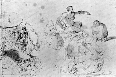 En side med skisser, tilskrevet Jerome Bosch av Hieronymus Bosch