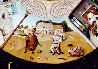 Sinne. Detalj av The Seven Deadly Sins and the Four Last Things (olje på panel av Hieronymus Bosch