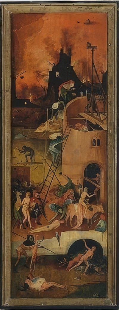 Høyvognen (triptyk). Venstre panel. Rundt 1515 av Hieronymus Bosch