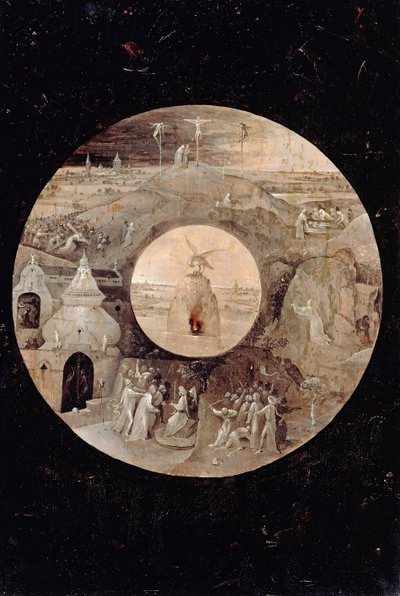 Evangelisten Johannes på Patmos bakside. Kristi lidenskap, ca. 1505 av Hieronymus Bosch