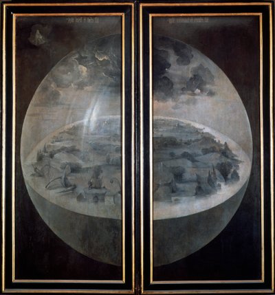 The Creation of the World, lukkede dører til triptyken The Garden of Earthly Delights, c1500 av Hieronymus Bosch