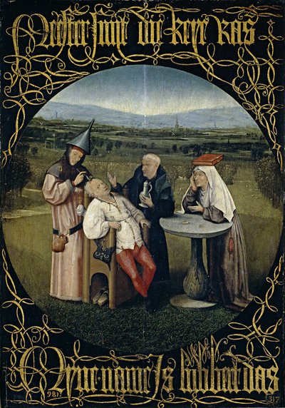 The Cure of Folly Extraction of the Stone of Madness, mellom 1488 og 1516 av Hieronymus Bosch