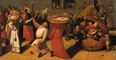 Kampen mellom karneval og fastelavnsdetaljer. av Hieronymus, Bosch