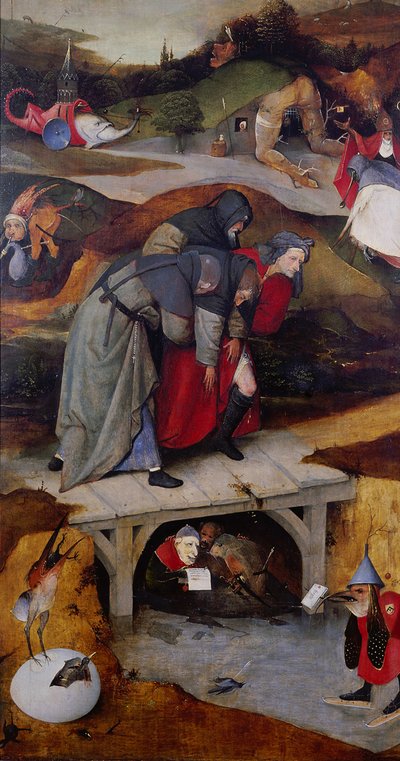 The Temptation of Saint Anthony Detalj av venstre fløy av en triptyk, mellom 1495 og 1515 av Hieronymus Bosch