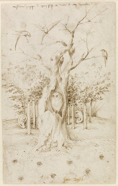Veden har ører, marken har øyne par Bosch, Hieronymus (ca. 1450-1516). Penn, brunt indisk blekk på papir, størrelse: 20,2x12,7, ca. 1500-1515, Staatliche Museen, Berlin av Hieronymus Bosch