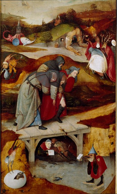 Triptyk av fristelser (detalj) 1505-1506 (olje på lerret) av Hieronymus Bosch