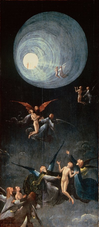 les ames bienheureuses. Le Paradis - Oppstigning til himmelen. Fra: Four Visions of the Hereafter par Bosch, Hieronymus (ca. 1450-1516). Olje på tre, størrelse: 88,8x39,9, ca 1490-1510, Palazzo Grimani, Venezia av Hieronymus Bosch