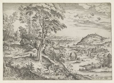 Cephalus og Procris Landskap med bibelske og mytologiske scener (serietittel) av Hieronymus Cock