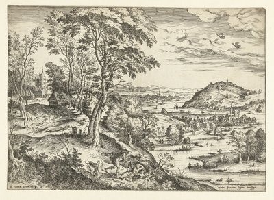 Cephalus og Procris Landskap med bibelske og mytologiske scener (serietittel) av Hieronymus Cock
