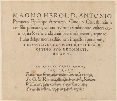 Dedikasjonsside av Hieronymus Cock