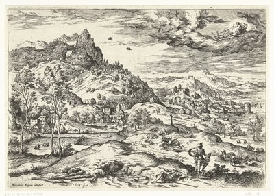 Merkur med hodet til Argus Landskap med bibelske og mytologiske scener (serietittel) av Hieronymus Cock