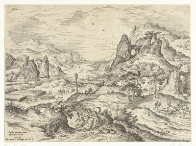 Venus sørger over Adonis død Landskap med bibelske og mytologiske scener (serietittel) av Hieronymus Cock