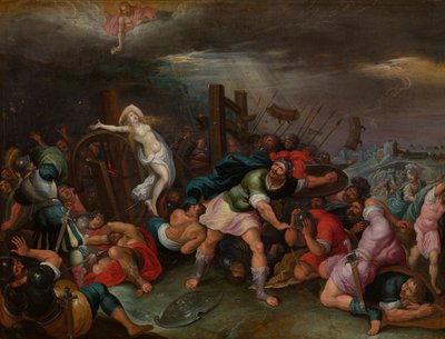 Martyrdommen til Saint Catherine of Alexandria (olje på panel) av Hieronymus II Francken