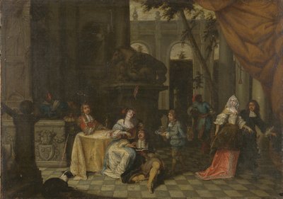 Elegant selskap på en terrasse, 1669 av Hieronymus Janssens