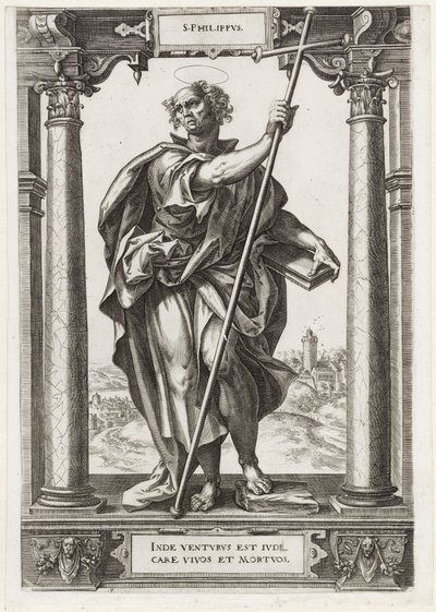 Saint Philip S. Philippvs (tittel på objekt) Kristus og de tolv apostler og St. Paulus (serietittel) av Hieronymus Wierix