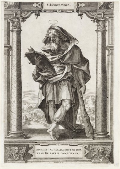 St. Jakob den mindre S. Iacobvs Minor (tittel på objekt) Kristus og de tolv apostler og St. Paulus (serietittel) av Hieronymus Wierix