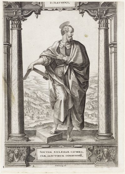 H. Matthew S. Mathevs (tittel på objekt) Kristus og de tolv apostler, og H. Paul (serietittel) av Hieronymus Wierix