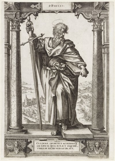 Den hellige Paulus av Tarsus S. Pavlvs (tittel på objekt) Kristus og de tolv apostler og St. Paulus (serietittel) av Hieronymus Wierix