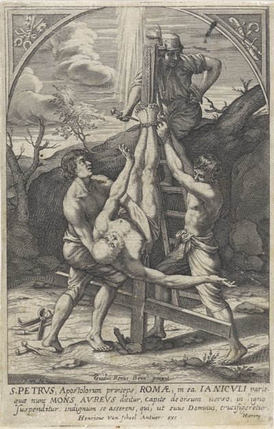 Korsfestelsen av Peter av Hieronymus Wierix