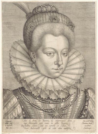 Portrett av Catherine Henriette de Balzac d'Entragues kvinner fra Henry IVs tid (serietittel) av Hieronymus Wierix