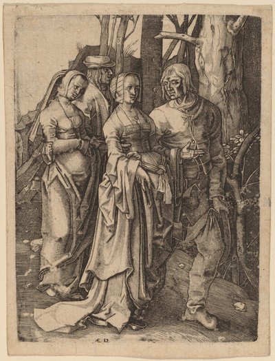 De to parene i skogen av Hieronymus Wierix after Lucas van Leyden