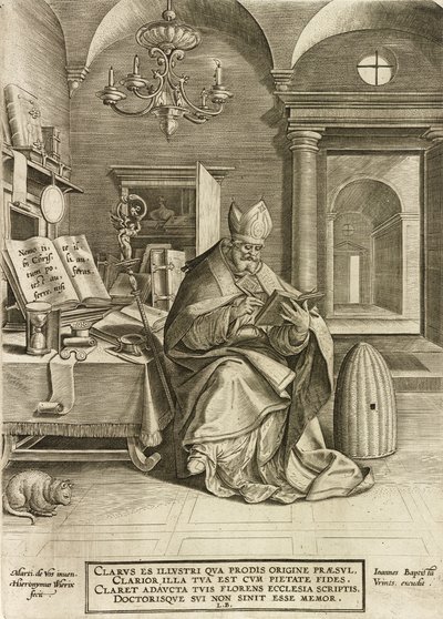 Saint Ambrose, fra serien The Four Fathers of the Church, pub. 1586 av Hieronymus or Jerome Wierix