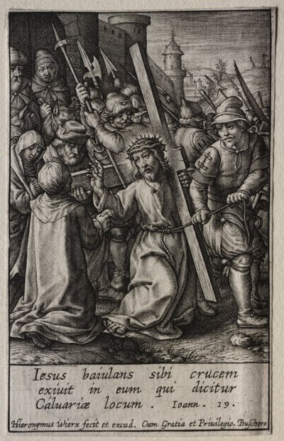 Lidenskapen: Kristus som bærer korset. av Hieronymus or Jerome Wierix