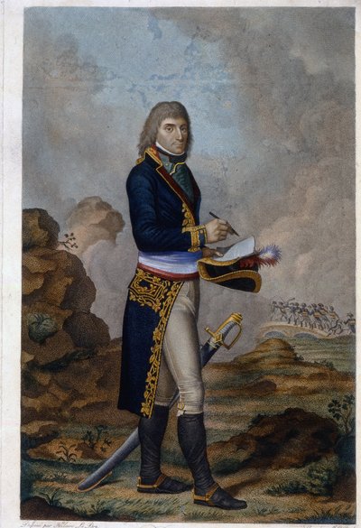 Portrett av keiser Napoleon Bonaparte (1769-1821). (Portrett av keiser Napoleon Bonaparte). Verk av Hilaire Ledru (1769-1840), gravering farget i akvarell, ca. 1810. Fransk kunst av Hilaire Ledru
