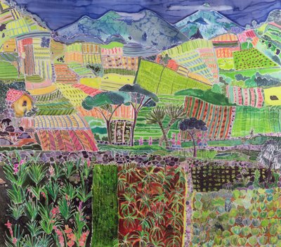 Cabbages and Lillies Revisited, Guatemala, 2006 (fargestoffer på silke) av Hilary Simon