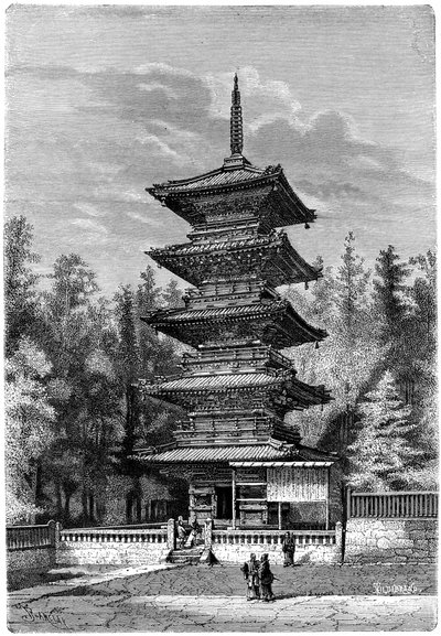 Buddhisttempel, Nikko, Japan, 1895. av Hildibrand