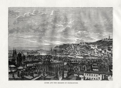 Lyon og høydene i Croix-Rousse, Frankrike, 1879 av Hildibrand
