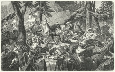 Karl den Store krysser Alpene, 773 (gravering) av Hippolyte Delaroche